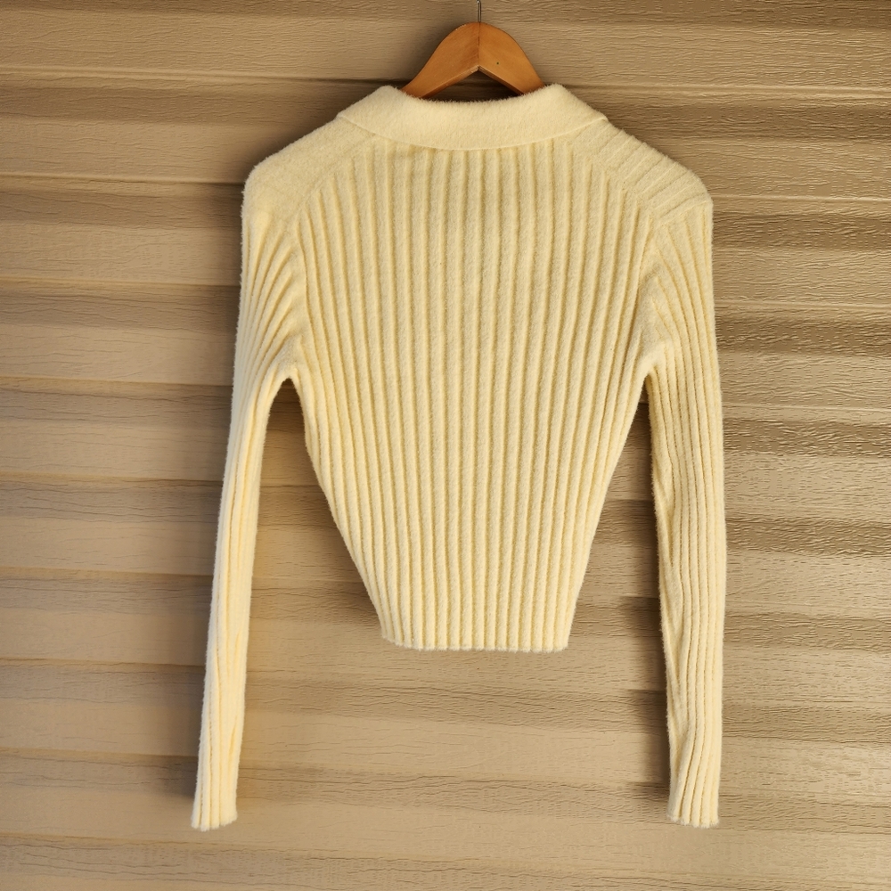 Zara Light Yellow Ribbed Sweater - Picture 9 of 11